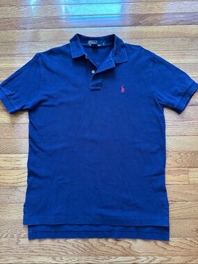 Polo by Ralph Lauren Navy Polo Shirt with Red Embroidered Pony